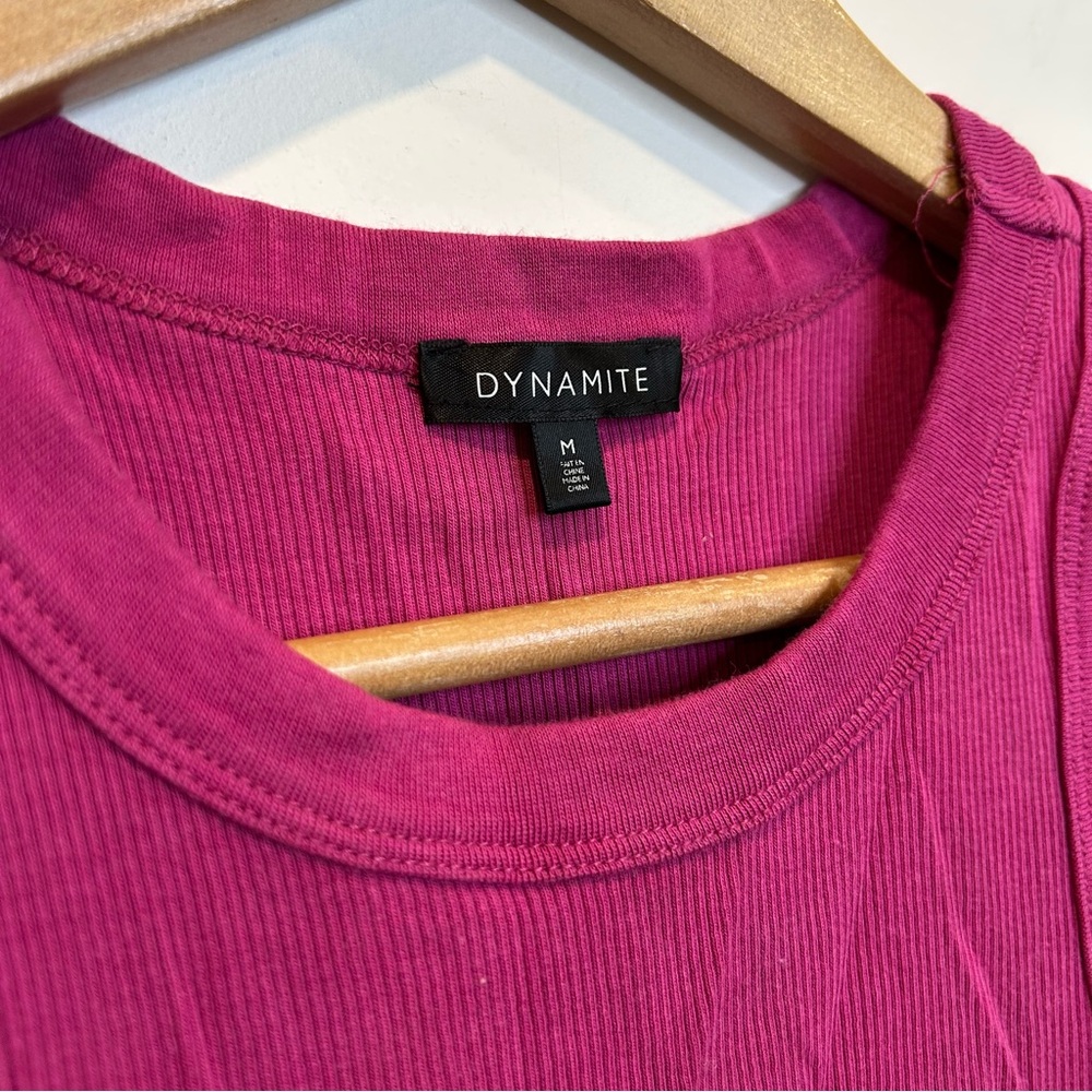 Dynamite Kenzie Basic Cropped Ribbed Stretch Tank Top Fuchsia Pink - Picture 4 of 7